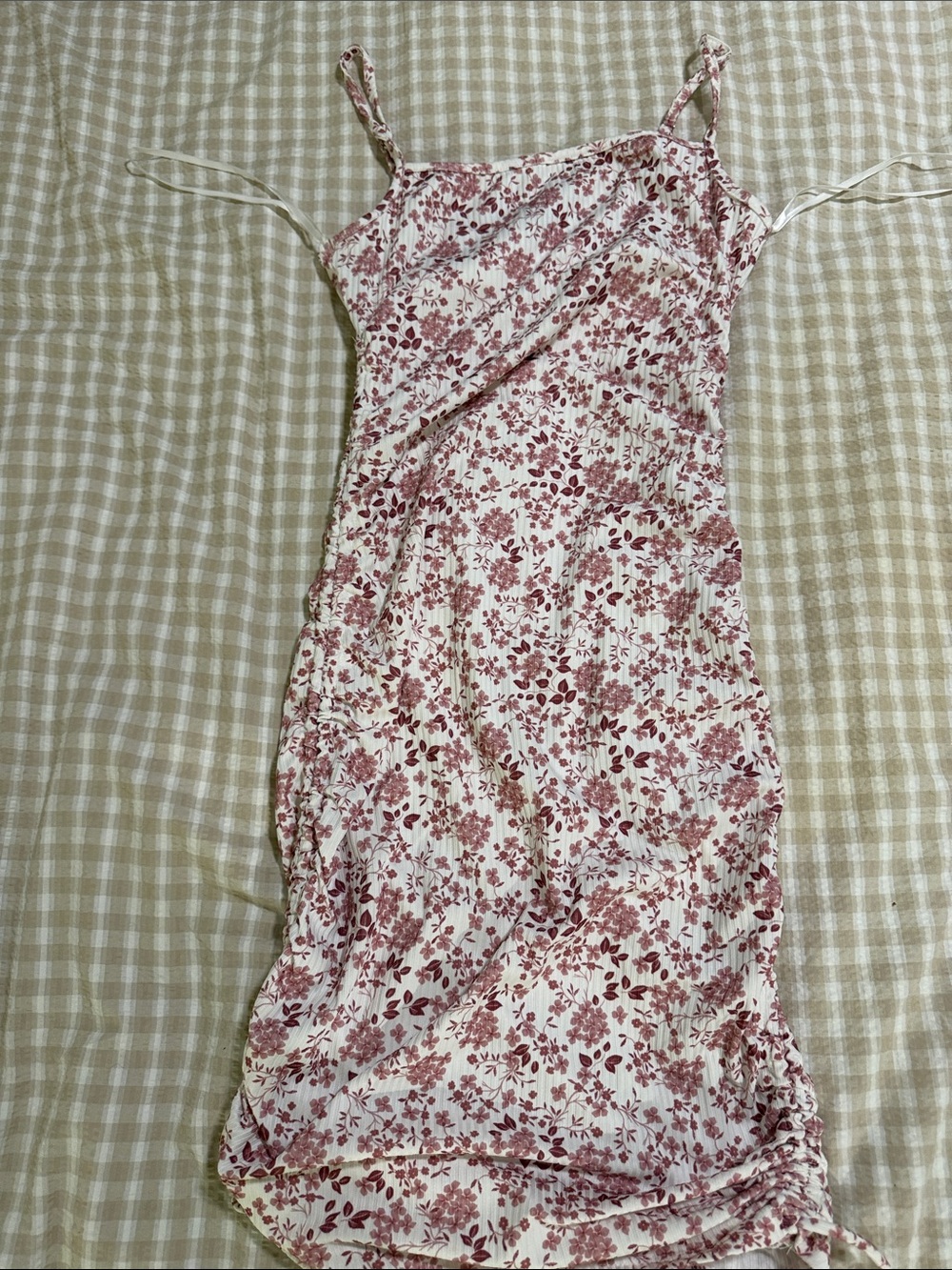 Women's White and Dusty Rose Floral Slip Dress